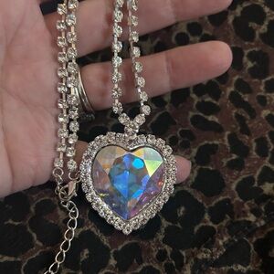 Aurora Borealis Crystal Heart Necklace